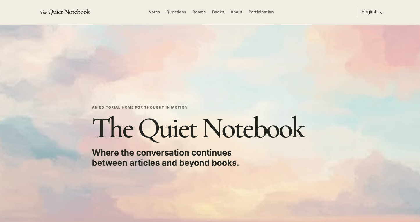 The Quiet Notebook editorial homepage